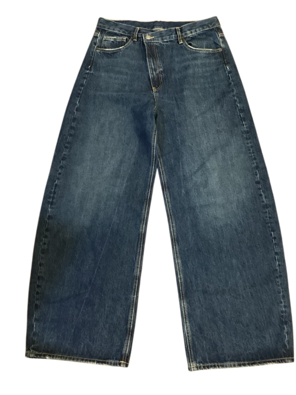 Zara HIGH-WAIST CROSSOVER WAIST WIDE LEG JEANS Size 8 - Picture 7 of 13